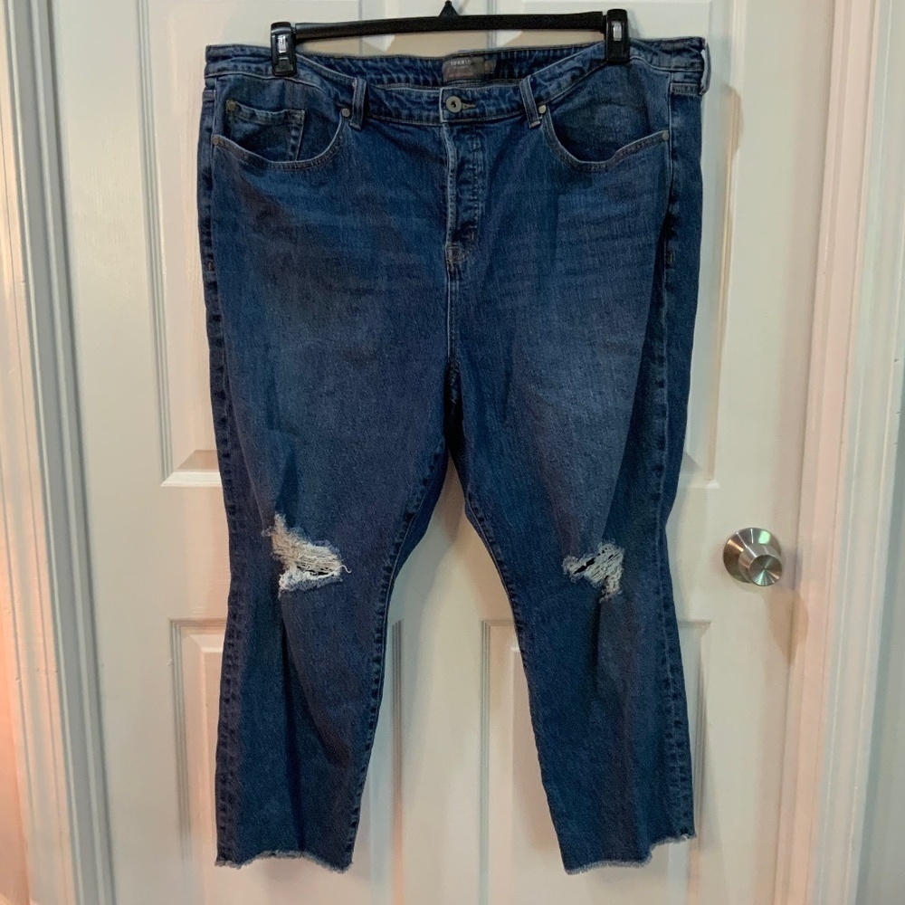 Torrid Button Fly Straight High Rise Distressed Jeans Size 24